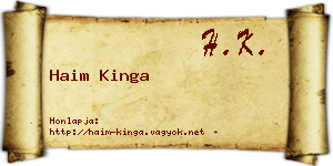 Haim Kinga névjegykártya